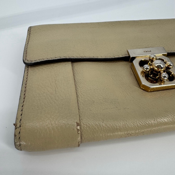 Chloe Long Beige Leather Wallet One Size - Picture 6 of 11
